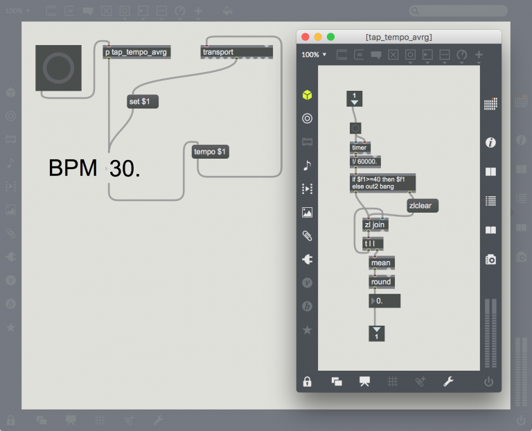 [Max/MSP] Simple Tap Tempo BPM Counter hoelog+
